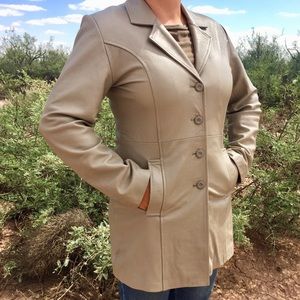 Beige leather jacket